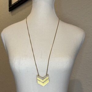 Gold Chevron Layered Necklace with Pendant